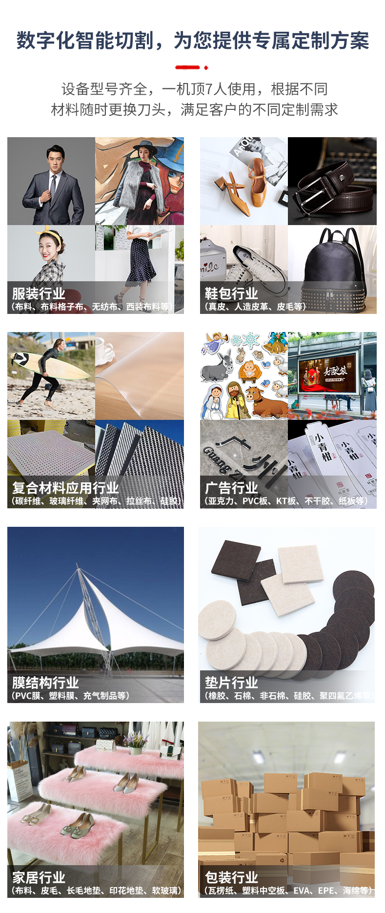 振動刀切割機材料展示